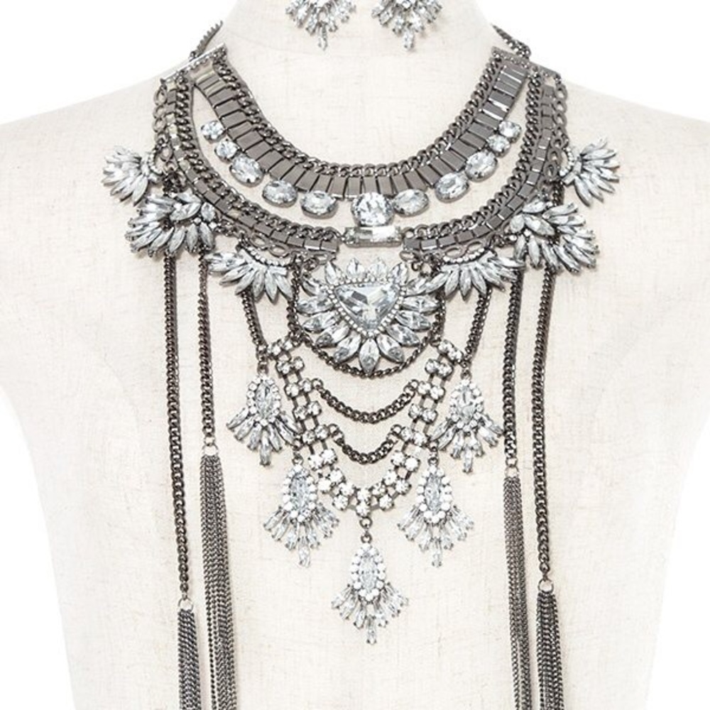 Crystal Gem Tribal Necklace Set
